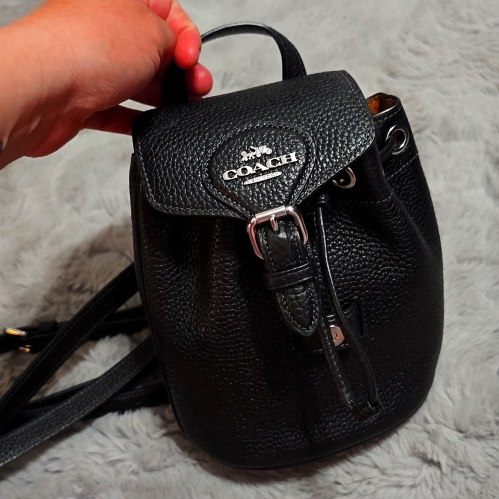 Coach Black Leather Backpack